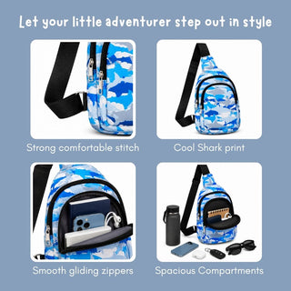 Cots and Cuddles Shark Print Crossbody Bag for Kids