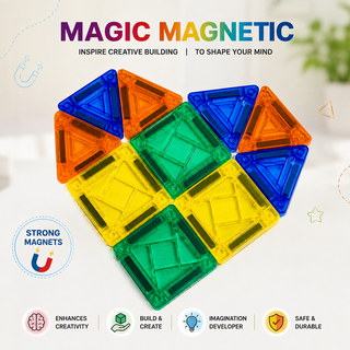 Magic Magnetic Tiles 26-Piece Building Set | STEM Toy for Kids