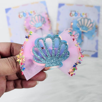 Enchanting Ocean Whimsy: Mermaid Tail and Sea Shell Theme Hair Clip (Pack of 2)