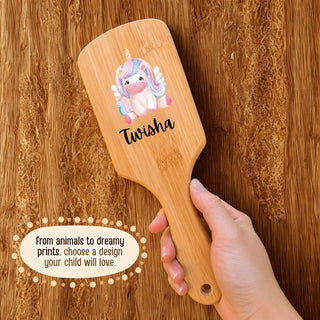 Personalized Wooden Hair Brush for Kids - Unicorn (PREPAID ONLY)