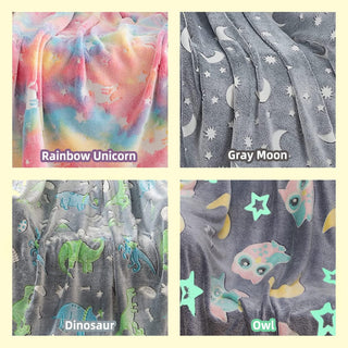 Soft Warm Cozy Furry Blanket Glow in The Dark (182CM X 182CM) (Dino)