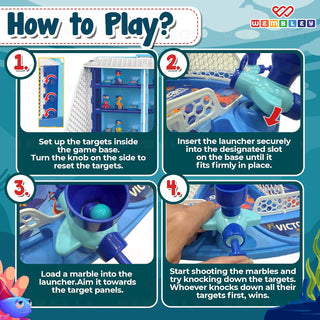 Wembley Ocean Pinball Shooting Arcade Game for Kids | 2-Player Tabletop Ball Launcher | Ages 5+