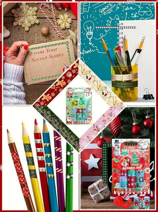 Christmas Theme Washi Sticker Tape Rolls with Dispenser