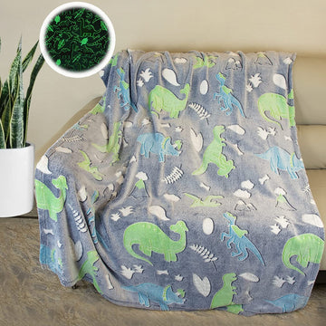 Premium Super Soft Warm Cozy Furry Blanket Glow in The Dark (170CM X 130CM) (Dino)