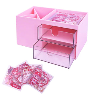 Multi-Functional Desk Organizer Box with 3 Compartments & 2 Drawers