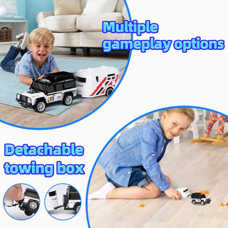 Mini RC Car with Remote Control & Trailer | 2.4GHz Speed-Regulating Alloy Model Car Toy for Kids