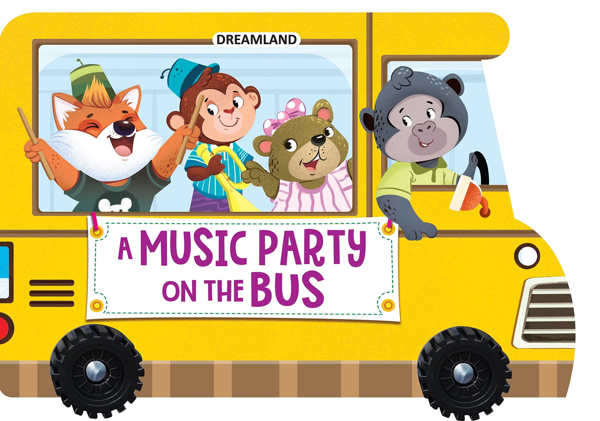 A Music Party on the Bus - A Shaped Picture Board book with Wheels