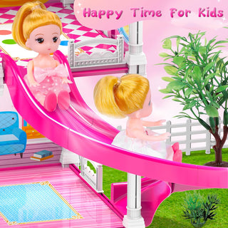 3 Storey Princess Dream Doll House Multi-Room Scenario Toy For Girls