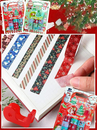 Christmas Theme Washi Sticker Tape Rolls with Dispenser