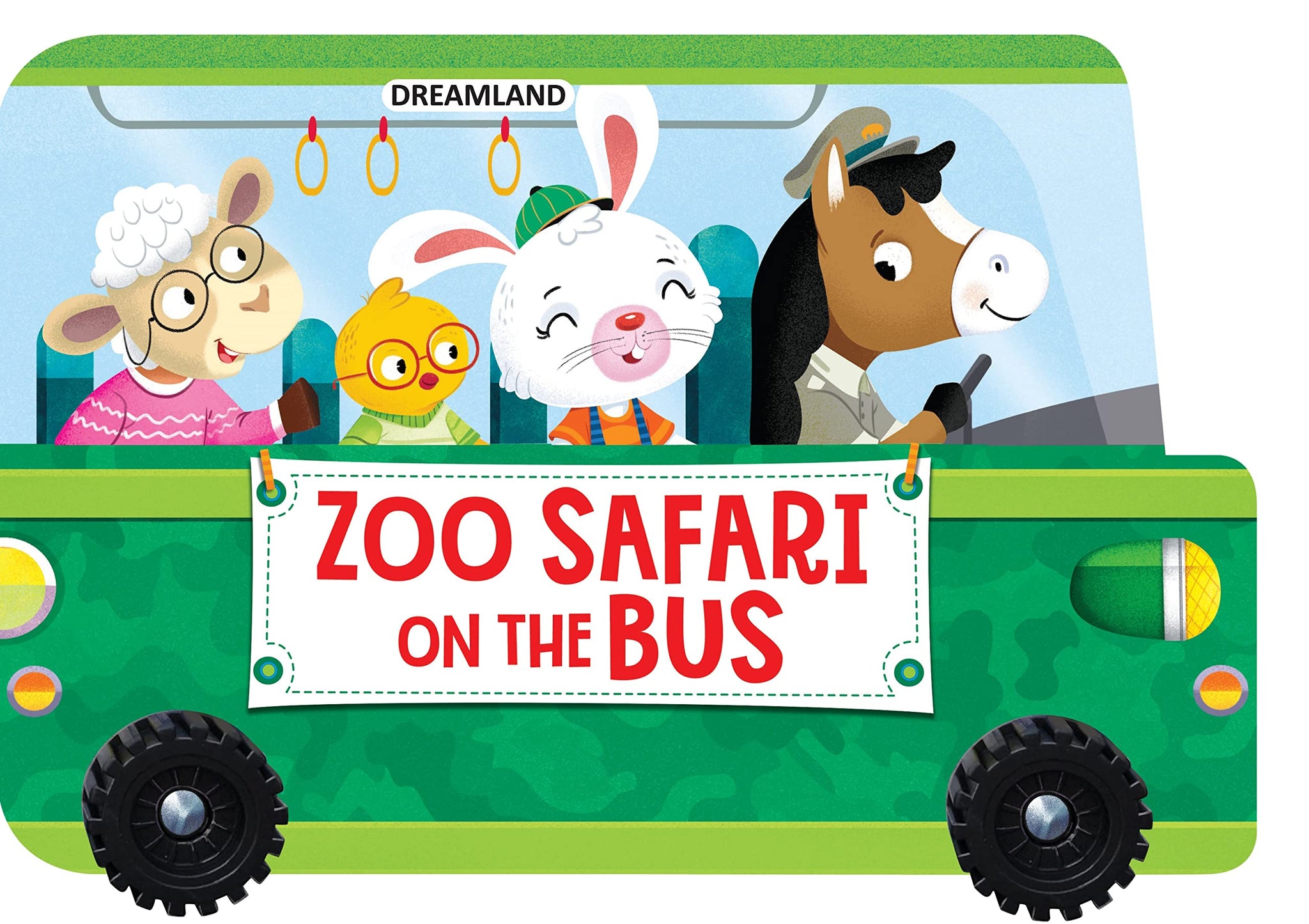 Zoo Safari on the Bus- A Shaped Picture Board book with Wheels
