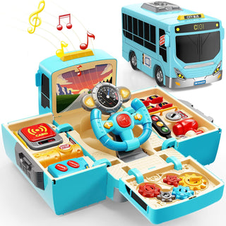 Kids Bus Driver Pretend Play Set – Interactive Steering Wheel Toy with Music, Lights & Accessories