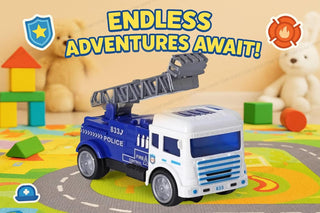 2-in-1 Police & Fire Control Ladder Truck Light & Sound Toy for Kids