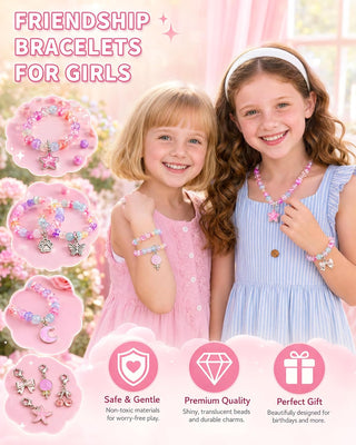 DIY Bead Machine House Jewellery Making Kit for Girls – Colourful Beads & Charms, Age 3+(Random)