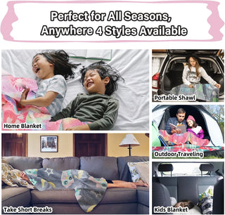 Soft Warm Cozy Furry Blanket Glow in The Dark (182CM X 182CM) (Dino)