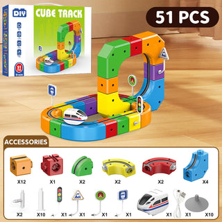 DIY Magnetic Train Building Blocks – Electric Anti-Gravity Track Set (51/32 Pcs Block Set)