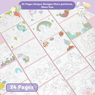 Unicorn Quest Watercolor Coloring Book Set – Fantasy Painting Kit for Kids with 12 Colors & Brush
