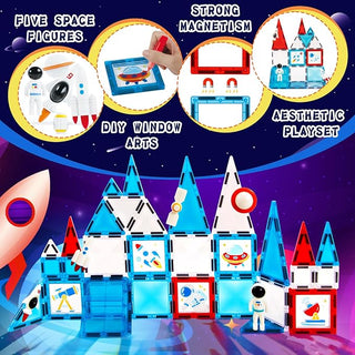 58 PCS Magnetic Tiles Space Set – Kids STEM Building Blocks Toy