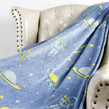Premium Super Soft Warm Cozy Furry Blanket Glow in The Dark (175CM X 122CM) (Space)