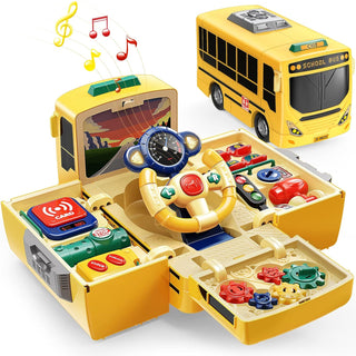 Kids Bus Driver Pretend Play Set – Interactive Steering Wheel Toy with Music, Lights & Accessories