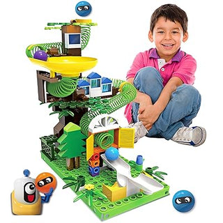 Colorful Marble Run 191pc Building Blocks Toy with Spiral Tracks, Rolling Balls & Forest Funland