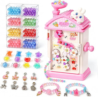 DIY Bead Machine House Jewellery Making Kit for Girls – Colourful Beads & Charms, Age 3+(Random)