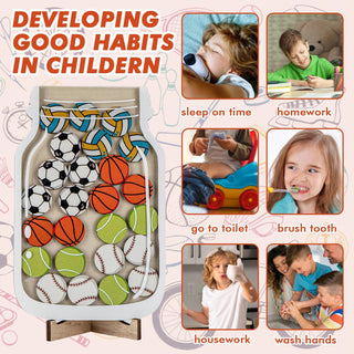 Sports Ball Theme Wooden Reward Jar for Kids