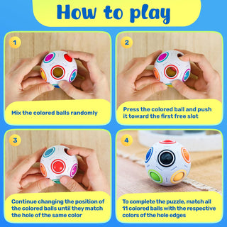 Rainbow Color 3D Puzzle Ball Color Matching Fidget Toy for Kids