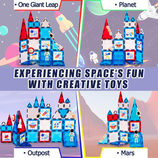 58 PCS Magnetic Tiles Space Set – Kids STEM Building Blocks Toy