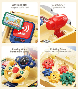 Kids Bus Driver Pretend Play Set – Interactive Steering Wheel Toy with Music, Lights & Accessories