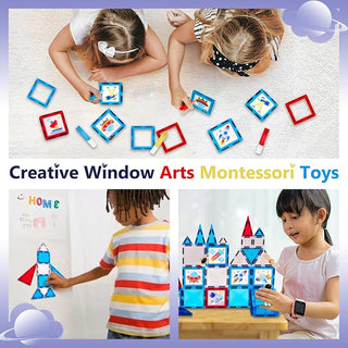 58 PCS Magnetic Tiles Space Set – Kids STEM Building Blocks Toy