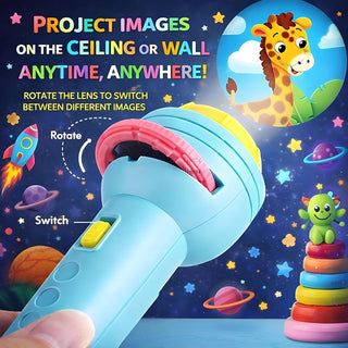 2-in-1 Kids Projection Flashlight with 3 Slide Discs | 24 Images | BPA-Free Toy for Ages 3+