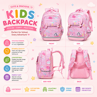 Dream Big Unicorn Kids Backpack with Pencil Case | Ergonomic School Bag for Girls (3+ Years)