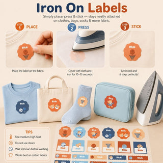 Personalized Iron On Label Sticker - Sporty Bear (32pc) (PREPAID ONLY)
