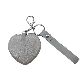Glitter Heart Compact Mirror Keychain – Dual Mirror | Cute Gift for Girls