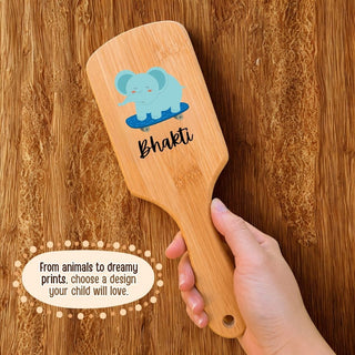 Personalized Wooden Hair Brush for Kids - Elephant (PREPAID ONLY)