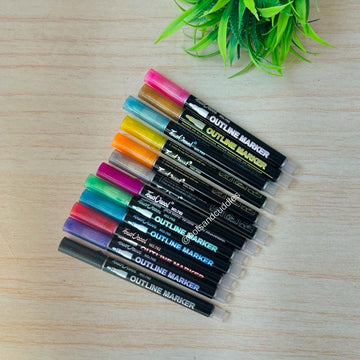12 Color Outline Markers for Vibrant Creativity