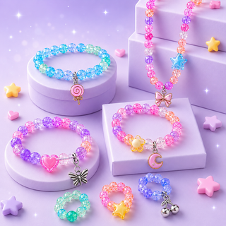 DIY Bead Machine House Jewellery Making Kit for Girls – Colourful Beads & Charms, Age 3+(Random)