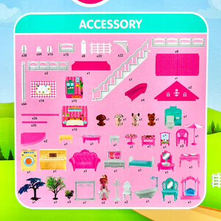 4 Storey Princess Dream Doll House Multi-Room Scenario Toy For Girls