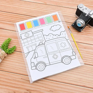 Doodle Delights: Compact Drawing Book with 6-Color Strip and Paintbrush (Zoo)