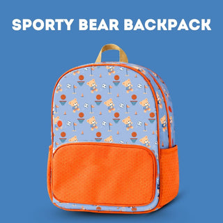 Cots and Cuddles Cute Sporty Bear Theme Printed Canvas Backpack for Kids