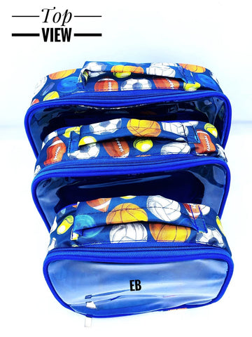 Versatile Storage Solutions: Set of 3 Transparent Multi-Purpose Utility Bags with Different Sizes (Sports Blue)