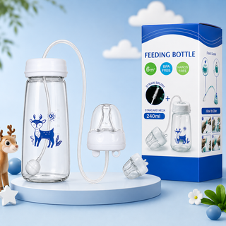 Self-Feeding Baby Bottle with Gravity Straw 240ml | Anti-Colic, Anti-Gas | BPA Free