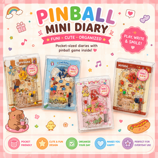 Pinball Mini Diary — Kawaii Pocket Notebook with Fun Pinball Game (Random)