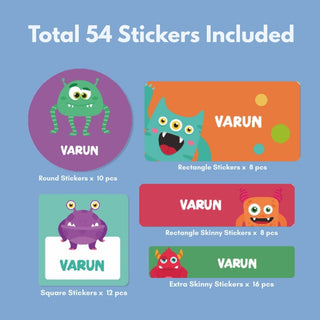 Personalized Name Labels Combo - Silly Monster - Pack of 54 (PREPAID ORDER)