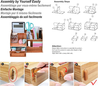 Portable Wooden Assembling Desk Storage Organizer for Home & Office