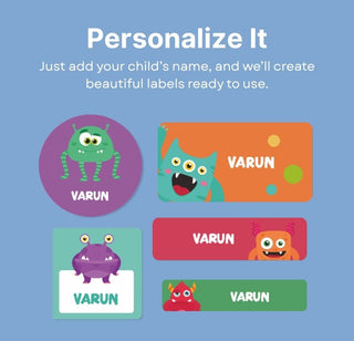 Personalized Name Labels Combo - Silly Monster - Pack of 54 (PREPAID ORDER)