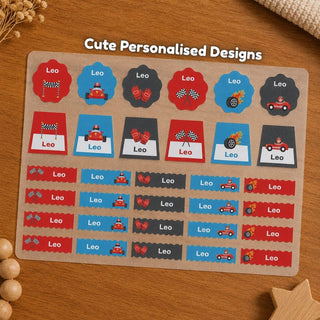 Personalized Iron On Label Sticker - Speed Racer (32pc) (PREPAID ONLY)