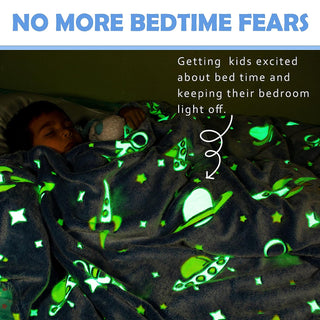 Soft Warm Cozy Furry Blanket Glow in The Dark (182CM X 182CM) (Space)
