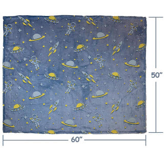 Soft Warm Cozy Furry Blanket Glow in The Dark (182CM X 182CM) (Space)