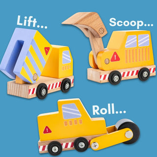 Cots and Cuddles Wooden Construction Vehicle Set for Kids